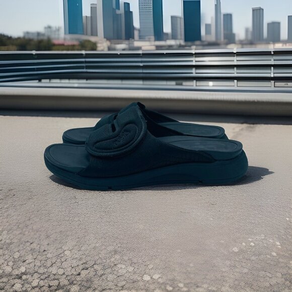 Ryka Sandals Womens Size 8 Wide Black Tao Recovery Flip Flops Comfort Adjustable - Picture 2 of 12